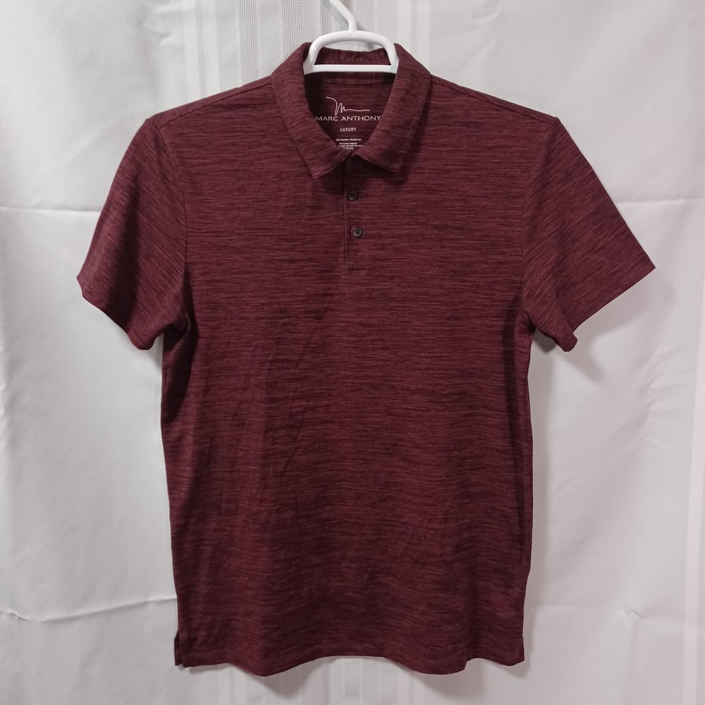 Marc Anthony Polo Shirt Mens M Burgundy Luxury Space Dye Short Sleeve Stretch‎